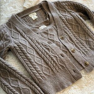 Jessica Simpson Taupe Cable-Knit Button Cardigan Twin Set S
